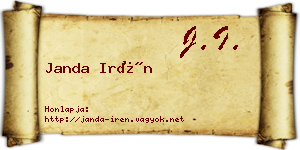 Janda Irén névjegykártya